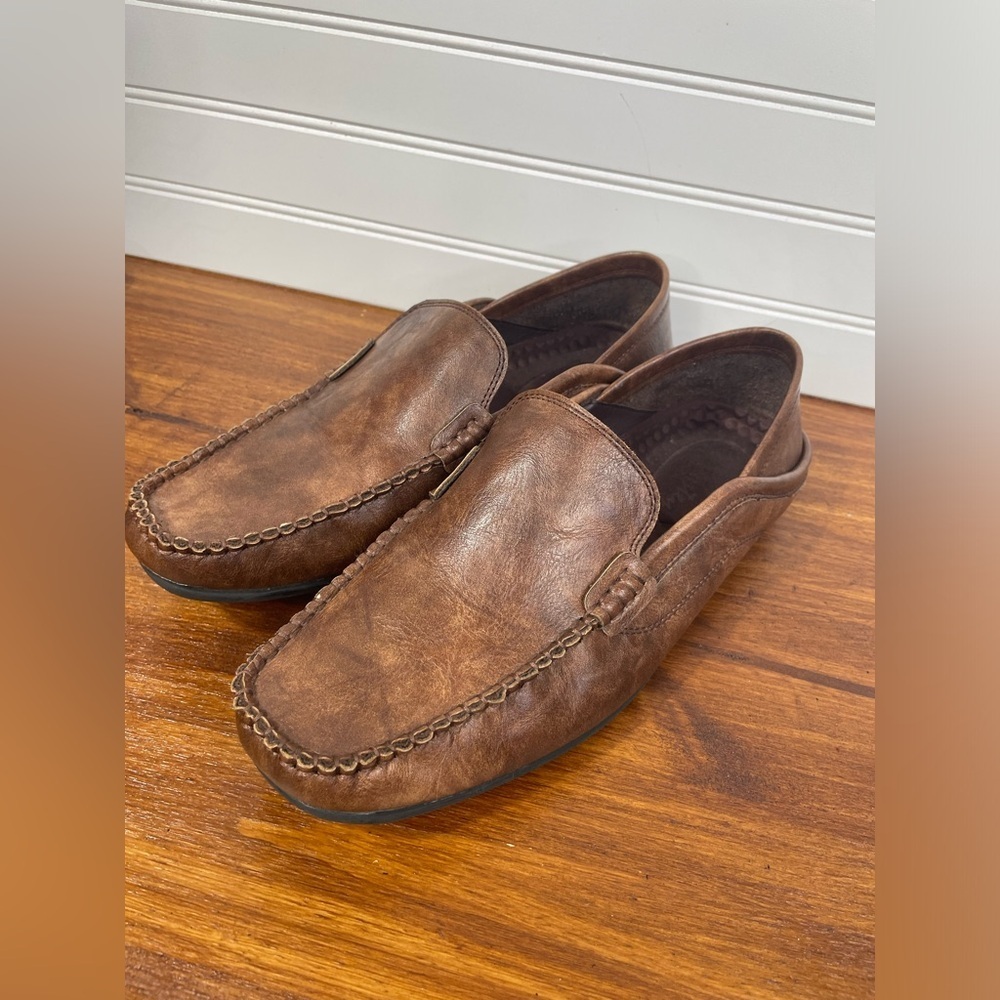 Jousen Brown Slip On Casual Lightweight Loafer Shoes Mens 9 GUC